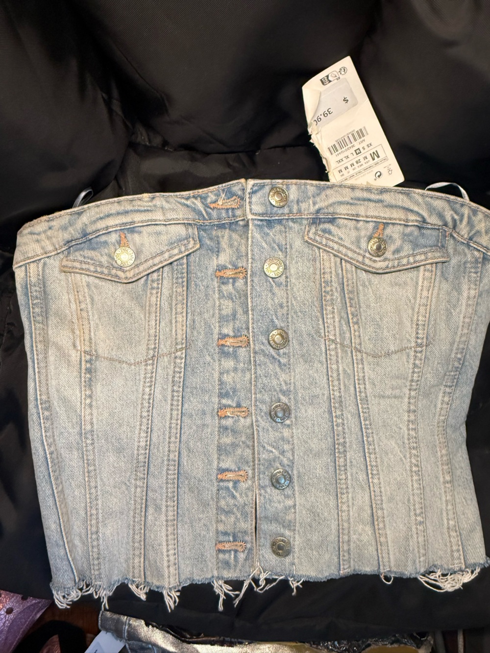 Zara Light Wash Button-Front Corset